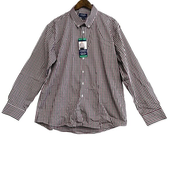 NEW Chaps Men's XL Button Down Dress Shirt Regular Fit Checkered - Picture 4 of 9